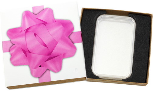 SilverTowne Natural Kraft Paper Gift Box w/Light Pink Bow Box Sleeve & Capsule - Product Packaging [Add $5.00]